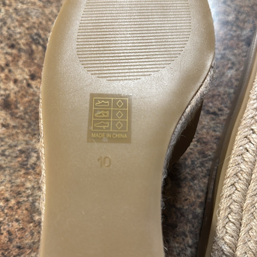 Oasis Society Espadrille Wedge Size 10 Cedar Wood Closed Toe Lace Up Open Back - Picture 10 of 14